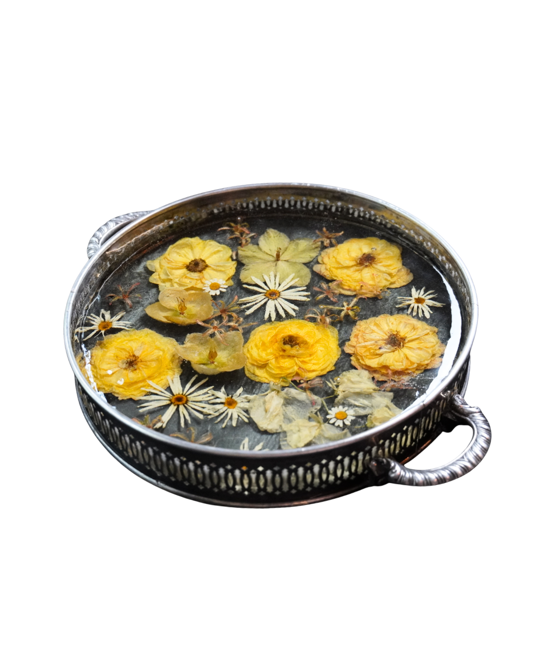 Preserved Wedding Bouquet on Vintage Silver Tray